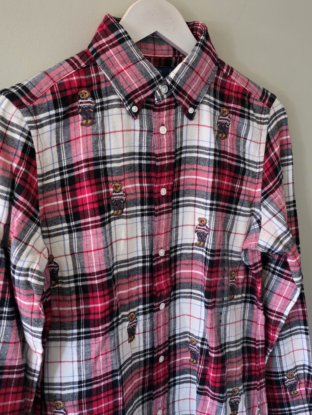 NWT Polo Ralph Lauren S Old Money Coastal Embroidered Bear Plaid Flannel Shirt - Picture 7 of 16